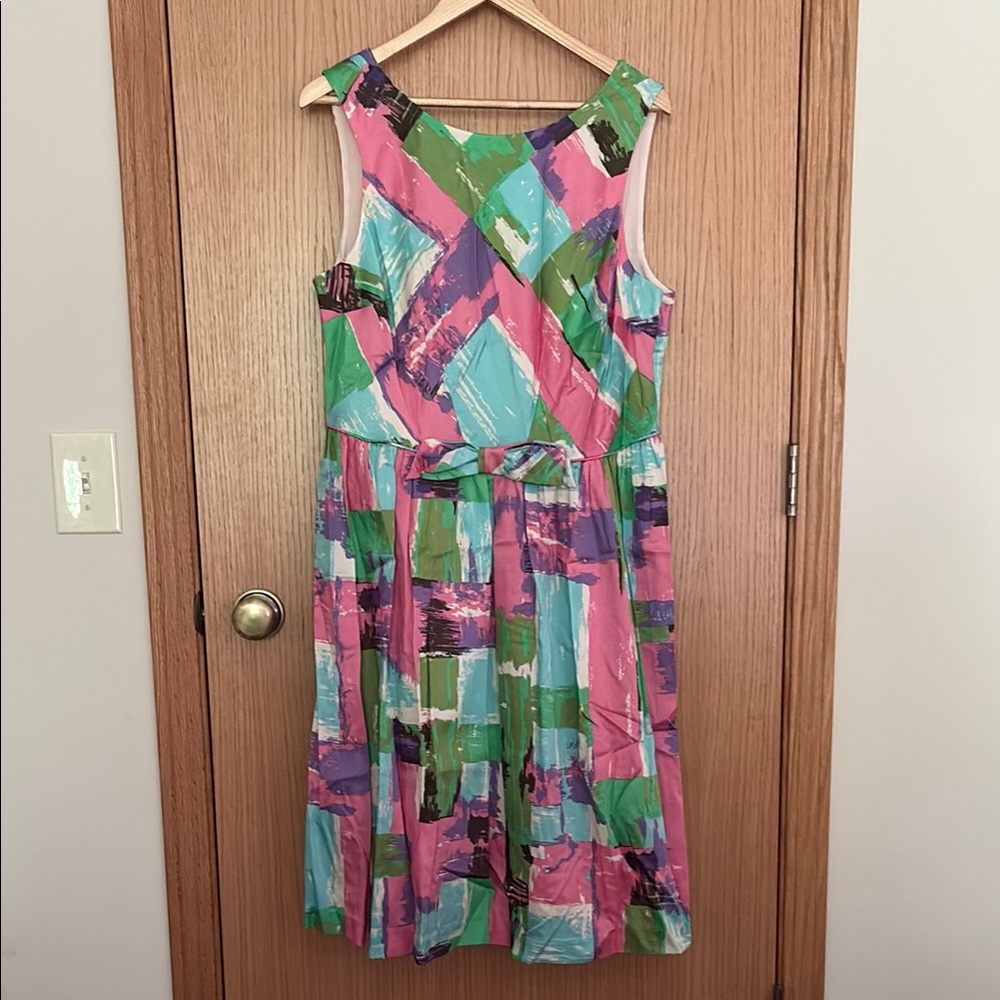 Boden Pink and Cream multi color cotton dress